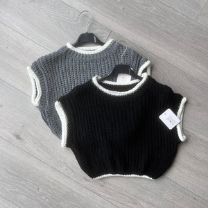 Mya knit crop top - black