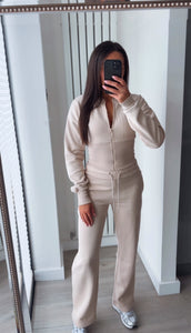 Kya (2) cinch waist jacket and jogger set - beige