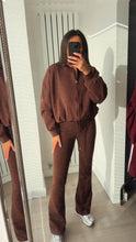 Load image into Gallery viewer, Cassidy flare leg bomber jacket loungewear set - chocolate