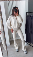 Load image into Gallery viewer, Cassidy flare leg bomber jacket loungewear set - ivory