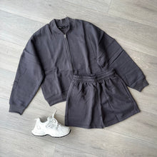 Load image into Gallery viewer, Talia zip jacket and shorts jogger set - charcoal