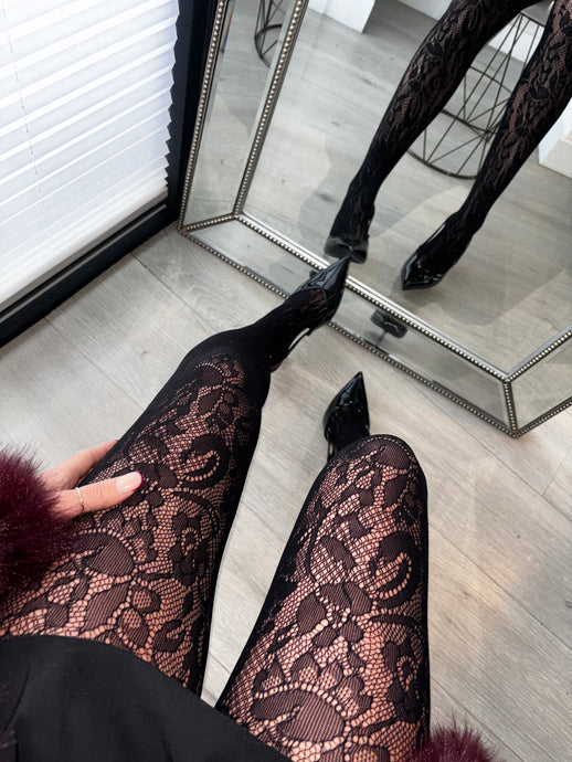 Black lace tights