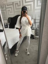 Load image into Gallery viewer, Cleo twist front oversized tee &amp; leggings set - cream