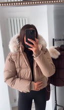 Load image into Gallery viewer, Melanie puffer coat with faux fur hood - tan