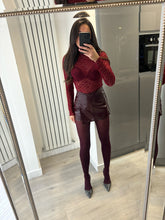 Load image into Gallery viewer, Priya faux leather skort - burgundy