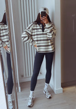 Load image into Gallery viewer, Marcie stripe long sleeve collared rugby style top - cream/navy