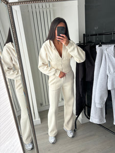 Cassie cinch waist jacket and jogger set - ivory