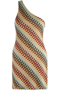Chloe woven striped one shoulder mini dress