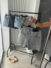 Load image into Gallery viewer, Quinn grey denim wrap over skort - stretch fit, size down