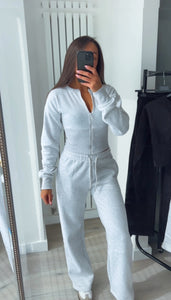 Kya (2) cinch waist jacket and jogger set - light grey