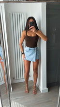 Load image into Gallery viewer, Quinn blue denim wrap over skort - stretch fit, size down