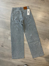 Load image into Gallery viewer, Bella full diamanté embellished straight leg blue vintage wash denim jeans