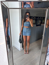 Load image into Gallery viewer, Kylie denim belt detail skirt and crop co-ord