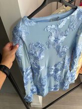 Load image into Gallery viewer, Brooke floral lace lined long sleeve dress - blue