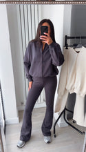 Load image into Gallery viewer, Cassidy flare leg bomber jacket loungewear set - slate grey