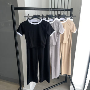 SALE Cally plisse straight leg and crop top set - choose colour