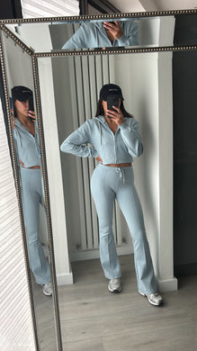 Erica flare leg tracksuit jacket loungewear set - baby blue