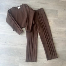 Load image into Gallery viewer, Kadie wide leg jogger tracksuit set - chocolate brown