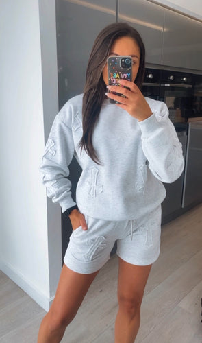 Karley jumper and jogger short set - light grey