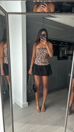 Gina leopard print puffball hem mini dress