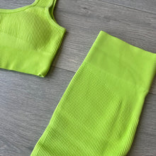 Load image into Gallery viewer, Codie ribbed crop &amp; legging set - lime