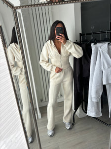 Cassie cinch waist jacket and jogger set - ivory