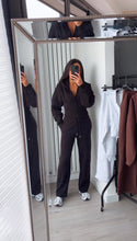 Load image into Gallery viewer, Cassie cinch waist jacket and jogger set - black