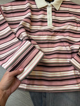 Load image into Gallery viewer, Marcie stripe long sleeve collared rugby style top - pink