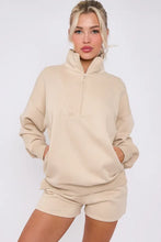 Load image into Gallery viewer, Anya quarter zip jumper and jogger shorts set - beige