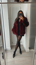 Load image into Gallery viewer, Cassandra faux fur coat - burgundy