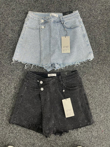 Quinn black embellished denim wrap over skort - stretch fit, size down