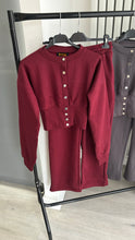 Load image into Gallery viewer, Chloe cinch waist long sleeve top and jogger set - wine