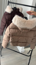 Load image into Gallery viewer, Melanie puffer coat with faux fur hood - tan