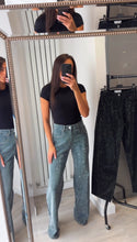 Load image into Gallery viewer, Bella full diamanté embellished straight leg denim jeans - indigo blue