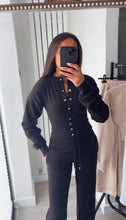 Load image into Gallery viewer, Chloe cinch waist long sleeve top and jogger set - black