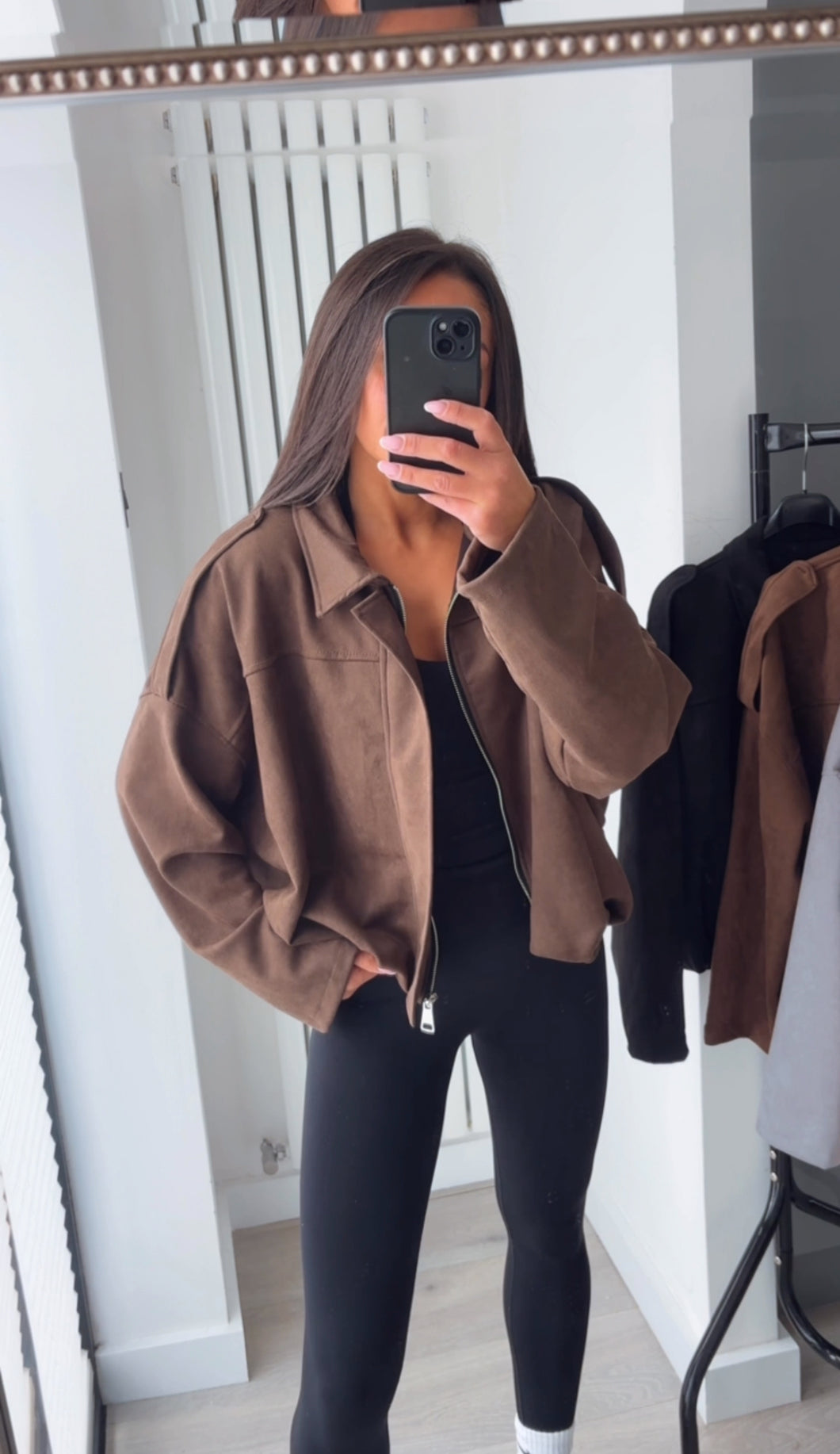 Idah faux suede jacket - dark brown