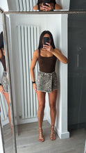 Load image into Gallery viewer, Una brown double lined slinky square neck bodysuit