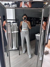 Load image into Gallery viewer, Enya striped straight leg trouser and crop top set - white