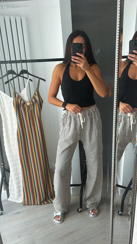 Pria striped high waist wide leg trouser