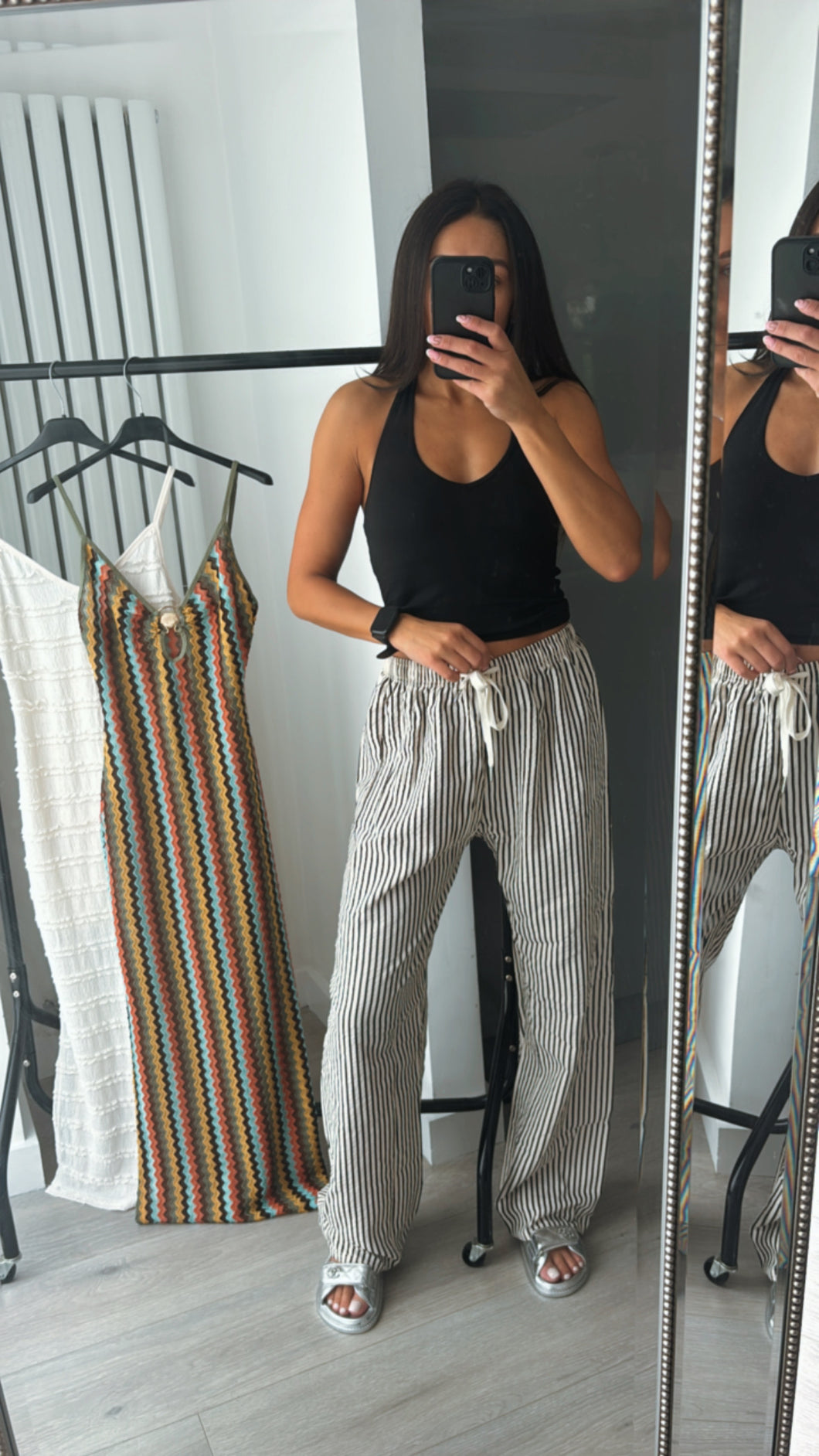 Pria striped high waist wide leg trouser