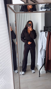 Cassie cinch waist jacket and jogger set - black