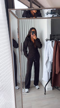 Load image into Gallery viewer, Cassie cinch waist jacket and jogger set - black
