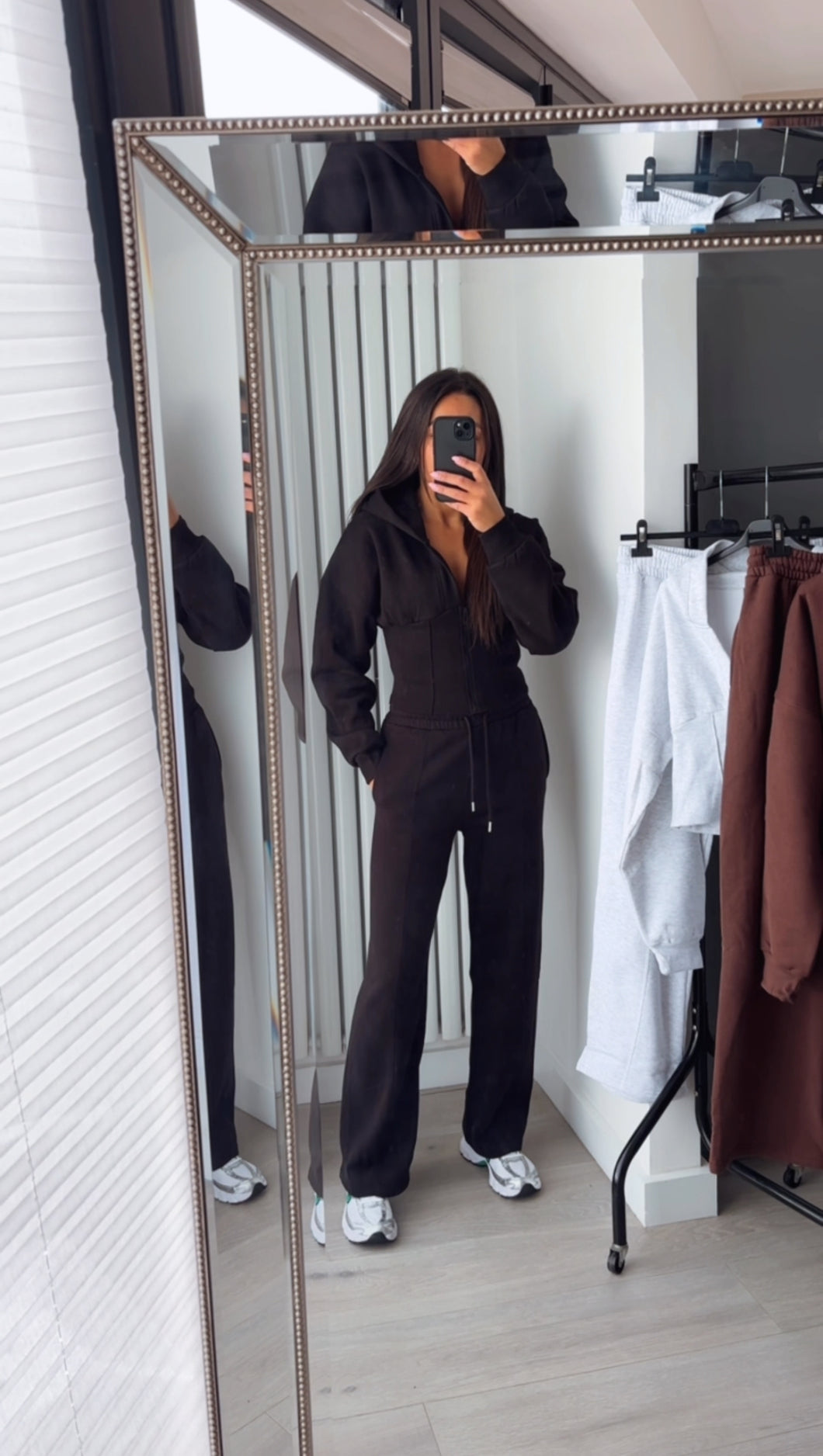Cassie cinch waist jacket and jogger set - black