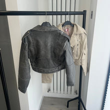 Load image into Gallery viewer, Cassidy  faux leather look cropped biker jacket - grey