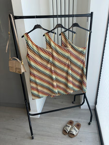 Chloe woven striped one shoulder mini dress