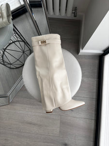 Ivey folded lock detail boots - original beige