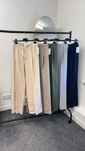 Sadie contrast waistband wide leg trousers - choose colour