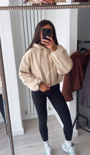 Load image into Gallery viewer, Marisa bomber style cropped zip up hooded jacket - beige