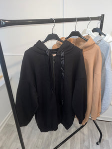 Callie zip up hooded jacket - black