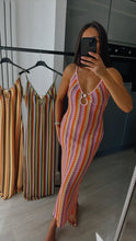 Load image into Gallery viewer, Missi zig zag gold shell detail cut out midi dress - pink